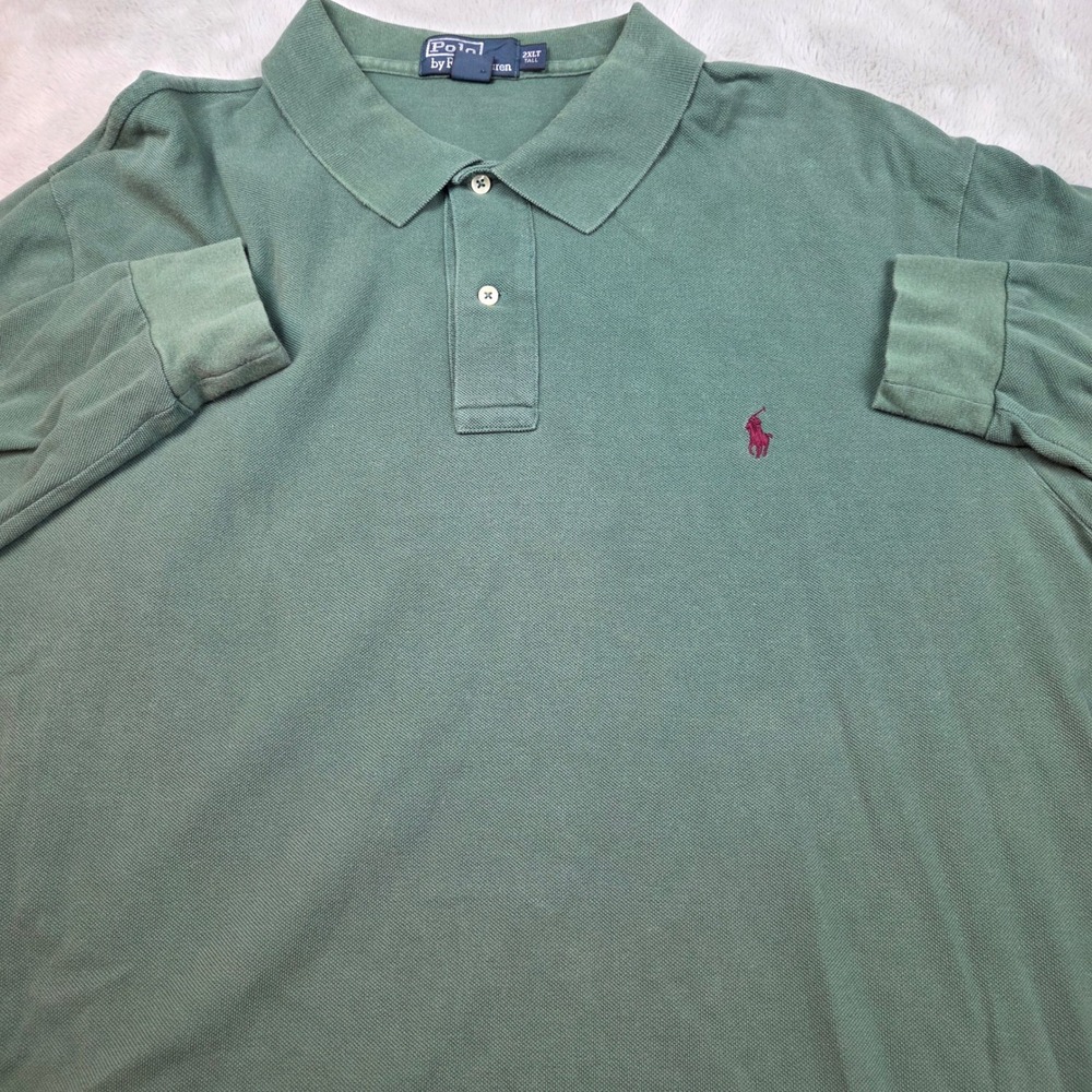 Polo‎ Ralph Lauren Long Sleeve Pique Polo Shirt Mens 2XLT Green